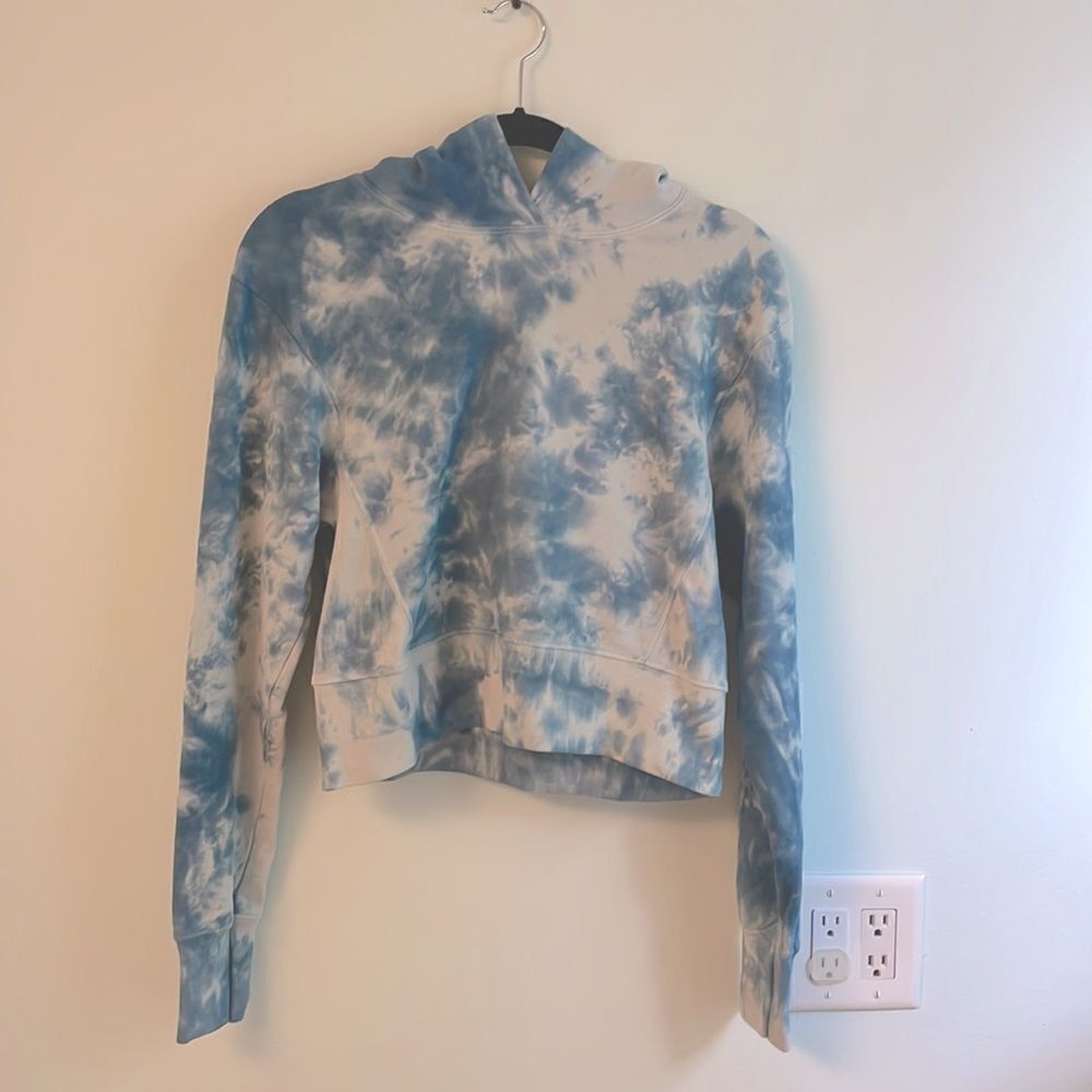 NWT Dannijo Indigo Tie Dye Cropped Hoodie Sweatshirt sz S $175‎ - Picture 2 of 3